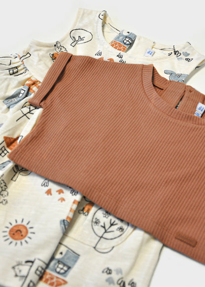 Robe 2 pièces Caramel/Gris 12M