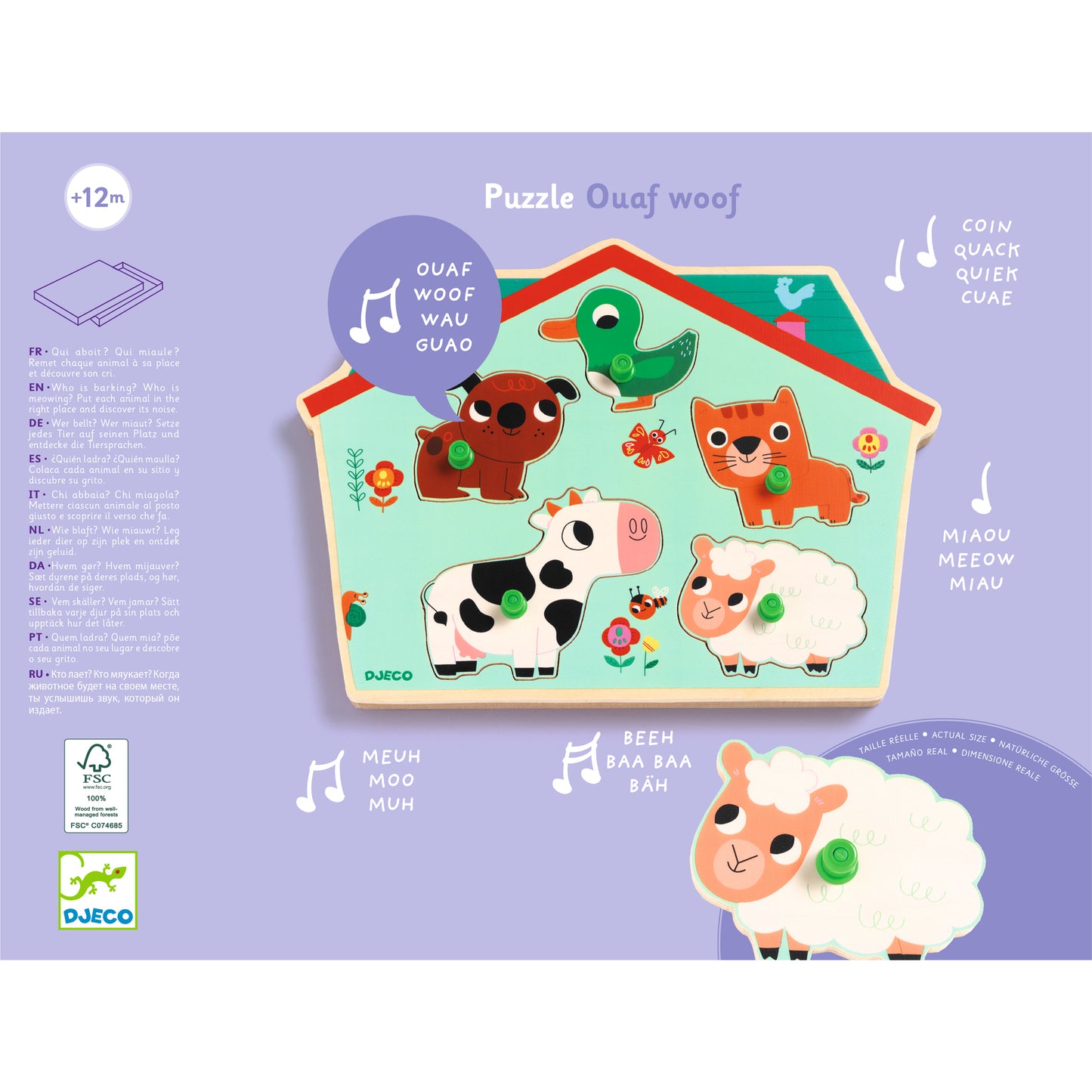 Puzzle musical Ouaf woof +12M