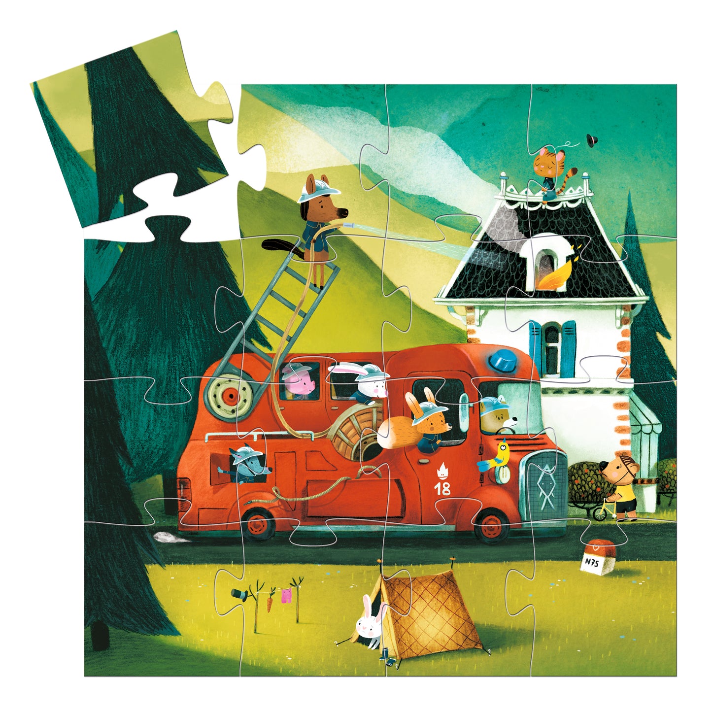 Puzzle Le camion de pompier - 16 pcs +3ans
