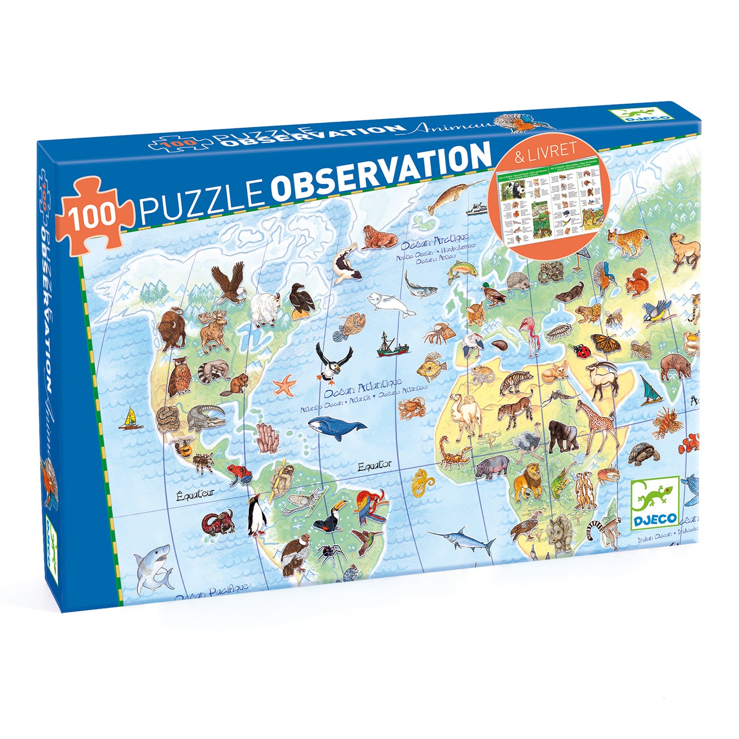 Puzzle Animaux du monde 100pcs + livret +5ans