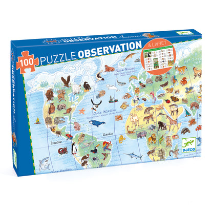 Puzzle Animaux du monde 100pcs + livret +5ans