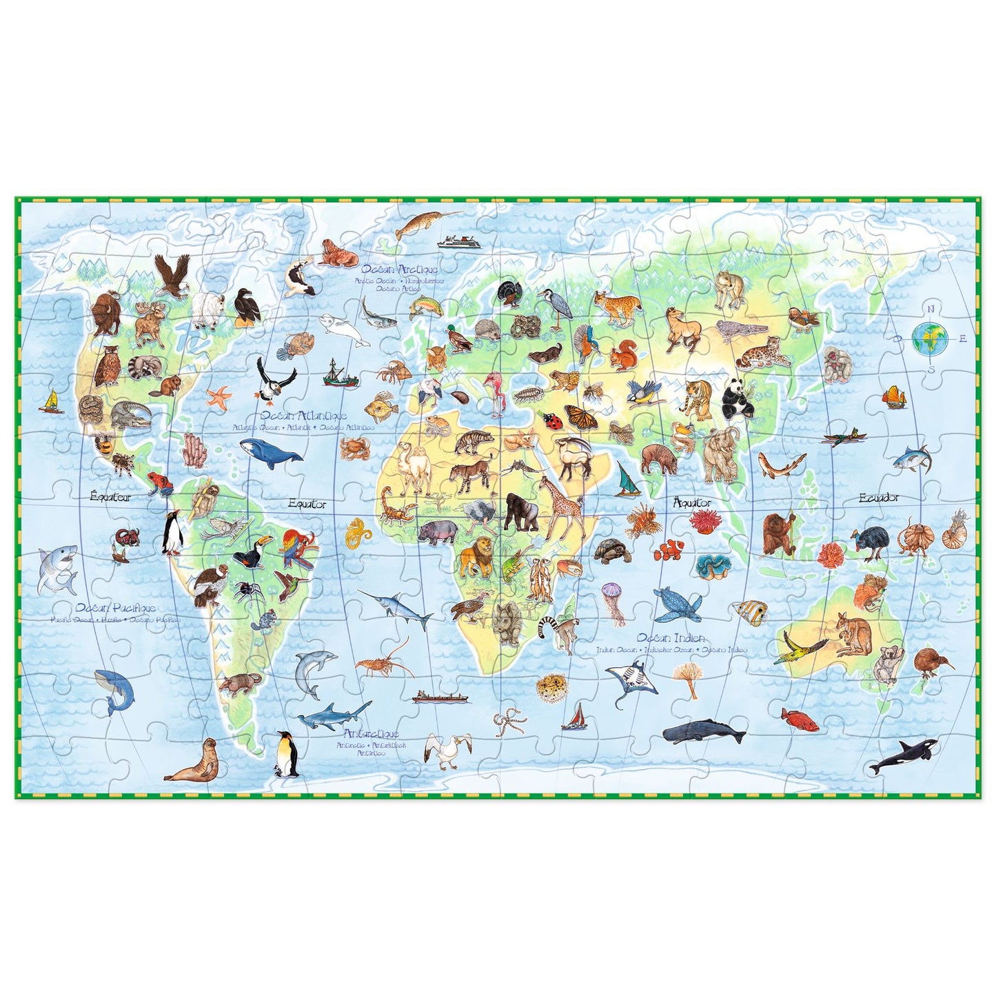 Puzzle Animaux du monde 100pcs + livret +5ans