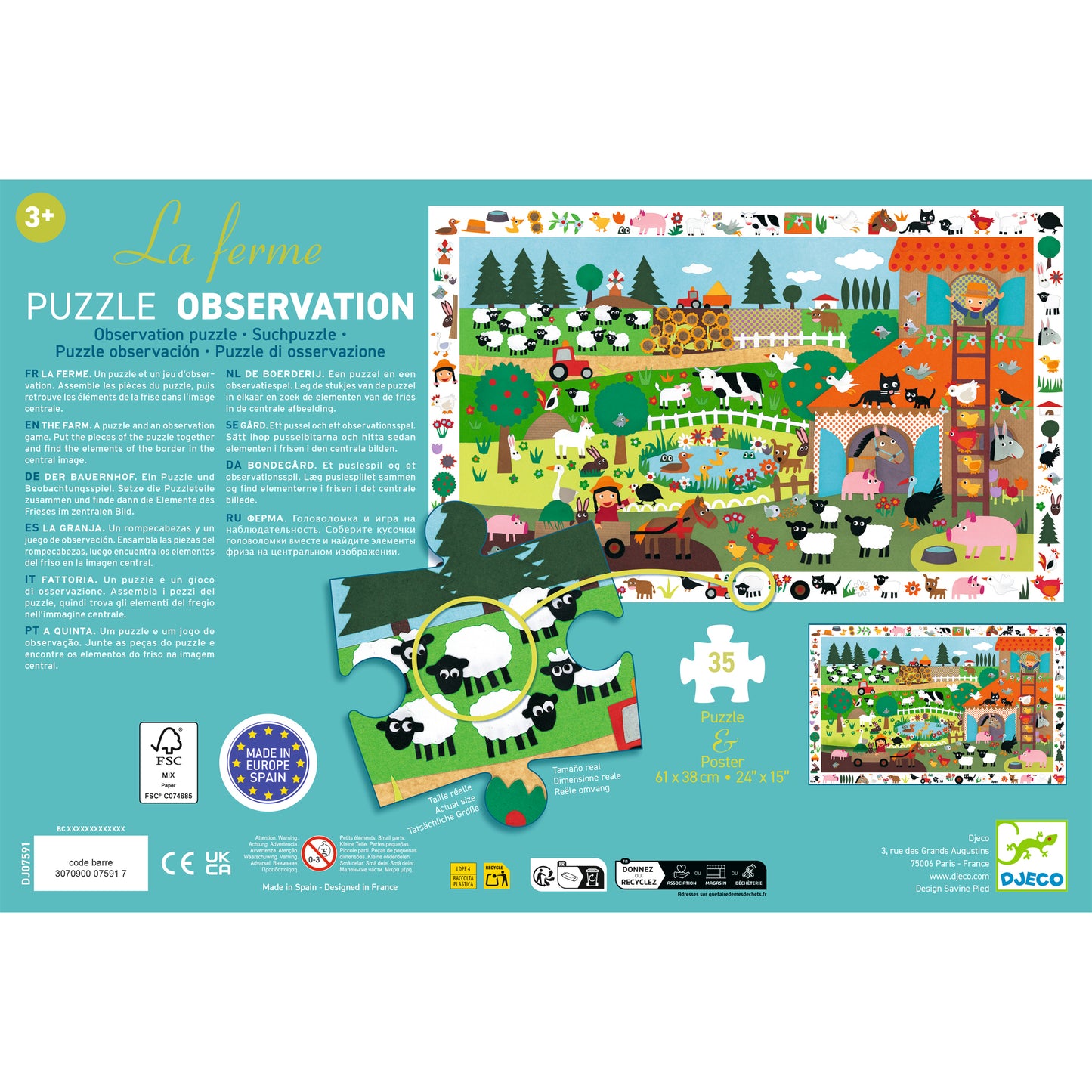 Puzzle La ferme - 35 pcs +3ans