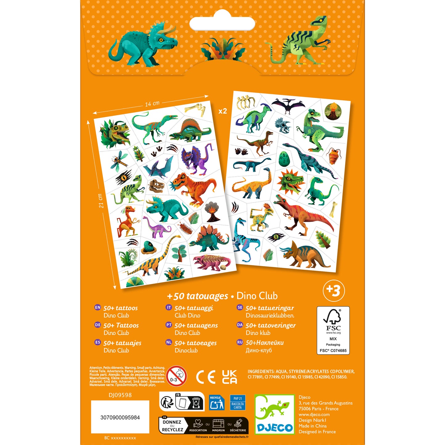 Tatouages Dino 4-7ans