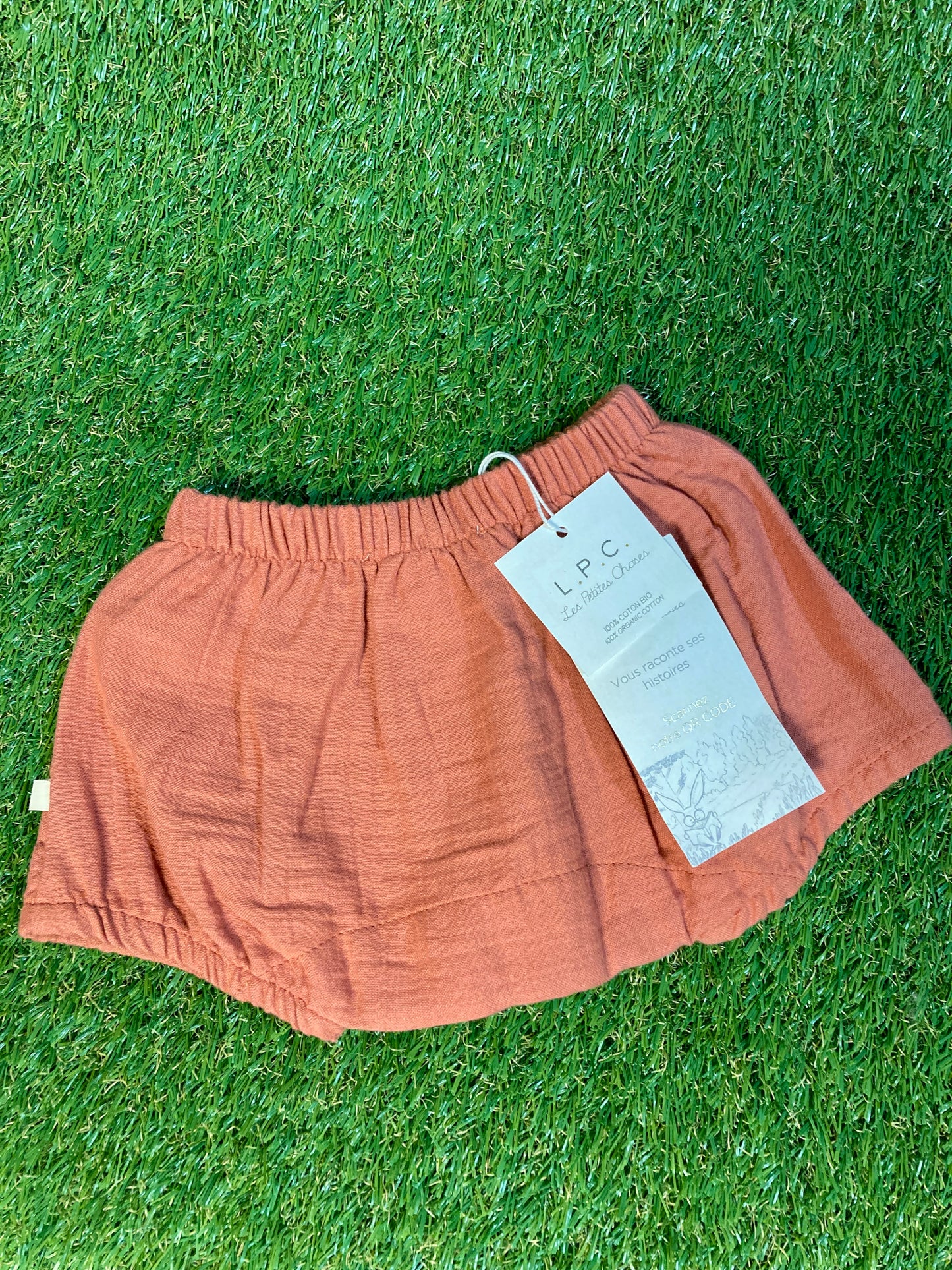 Short gaze de coton terracotta 12M